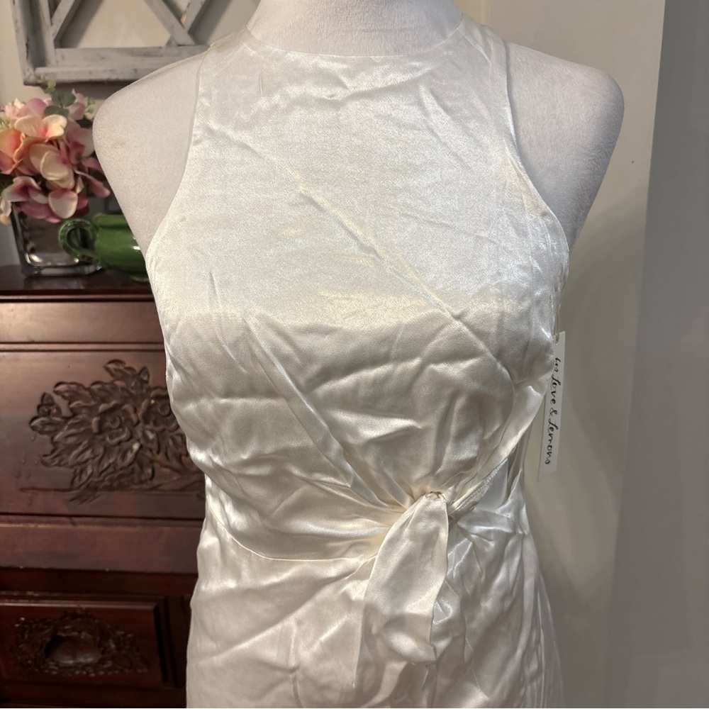 For Love And Lemons Cream Ruched Halter Sheath Dress